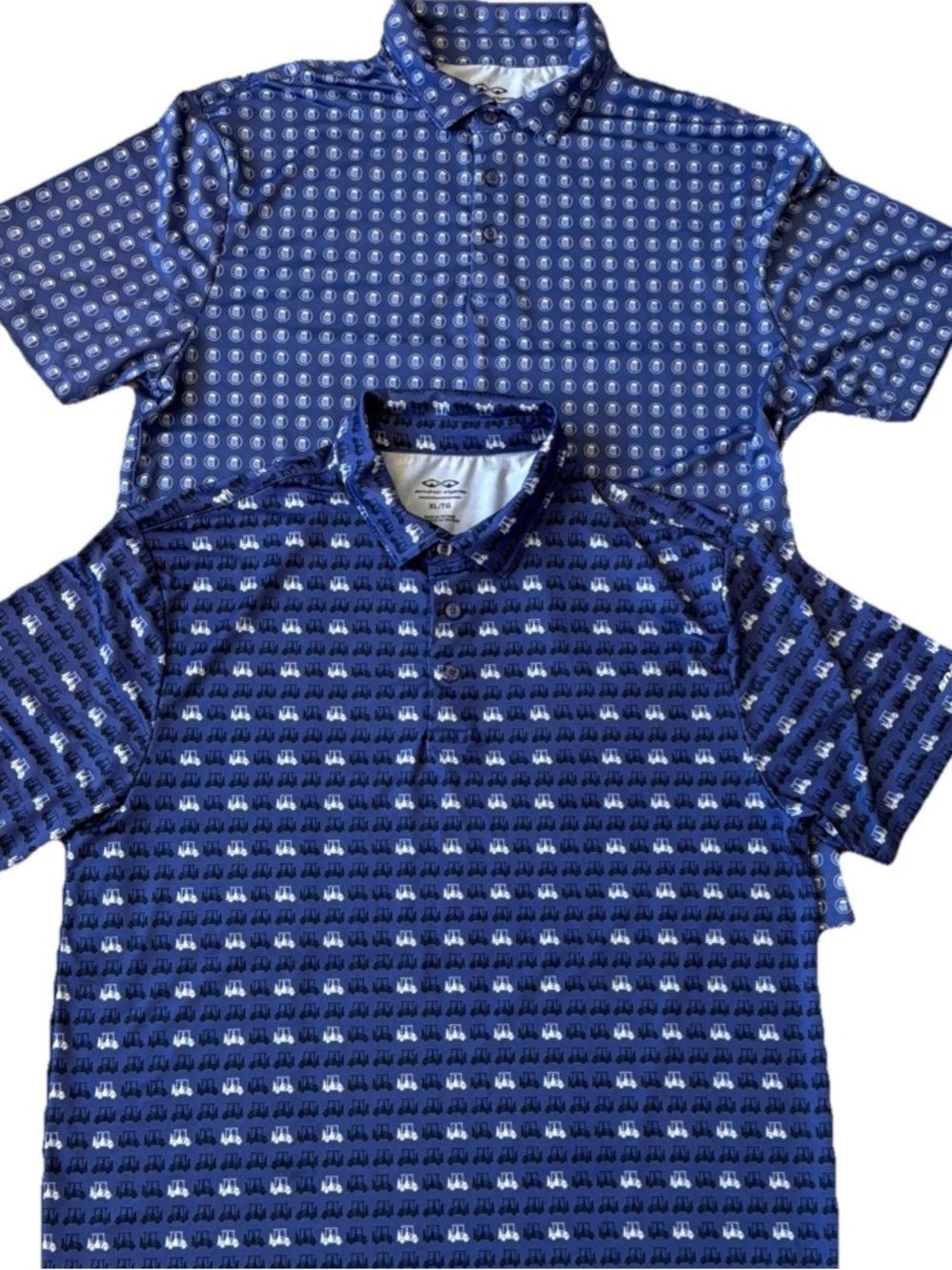 Snake Eyes Golf Polos (2) Mug/Golf Cart Print XL Performance Shirts Novelty